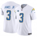 Men's Los Angeles Chargers #3 Derwin James Jr. White 2024 F.U.S.E. With 4-Star C Patch Vapor Untouchable Limited Stitched Jersey