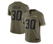 Men's Los Angeles Chargers #30 Austin Ekeler 2022 Olive Salute To Service Limited Stitched Jersey