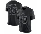 Men's Los Angeles Chargers #30 Austin Ekeler Black Reflective Limited Stitched Football Jersey