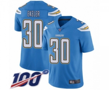 Men's Los Angeles Chargers #30 Austin Ekeler Electric Blue Alternate Vapor Untouchable Limited Player 100th Season Football Jersey