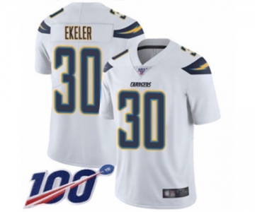 Men's Los Angeles Chargers #30 Austin Ekeler White Vapor Untouchable Limited Player 100th Season Football Jersey