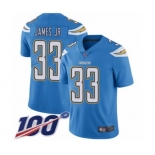 Men's Los Angeles Chargers #33 Derwin James Electric Blue Alternate Vapor Untouchable Limited Player 100th Season Football Jersey