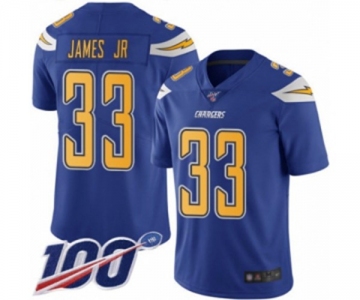 Men's Los Angeles Chargers #33 Derwin James Limited Electric Blue Rush Vapor Untouchable 100th Season Football Jersey