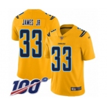 Men's Los Angeles Chargers #33 Derwin James Limited Gold Inverted Legend 100th Season Football Jersey