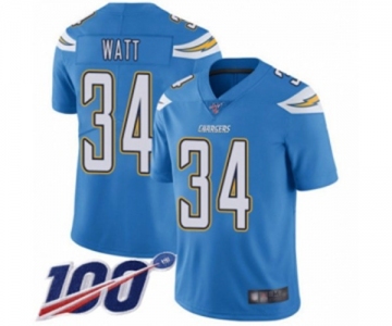 Men's Los Angeles Chargers #34 Derek Watt Electric Blue Alternate Vapor Untouchable Limited Player 100th Season Football Jersey