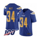 Men's Los Angeles Chargers #34 Derek Watt Limited Electric Blue Rush Vapor Untouchable 100th Season Football Jersey