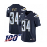 Men's Los Angeles Chargers #34 Derek Watt Navy Blue Team Color Vapor Untouchable Limited Player 100th Season Football Jersey