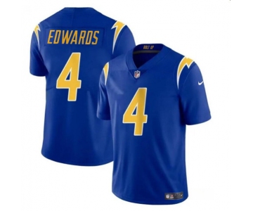 Men's Los Angeles Chargers #4 Gus Edwards Royal Vapor Limited Football Stitched Jersey