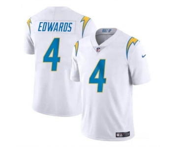 Men's Los Angeles Chargers #4 Gus Edwards White Vapor Limited Football Stitched Jersey