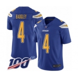 Men's Los Angeles Chargers #4 Michael Badgley Limited Electric Blue Rush Vapor Untouchable 100th Season Football Jersey