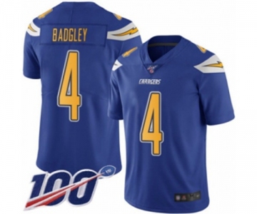 Men's Los Angeles Chargers #4 Michael Badgley Limited Electric Blue Rush Vapor Untouchable 100th Season Football Jersey