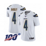 Men's Los Angeles Chargers #4 Michael Badgley White Vapor Untouchable Limited Player 100th Season Football Jersey