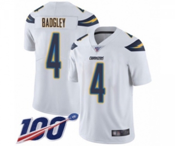 Men's Los Angeles Chargers #4 Michael Badgley White Vapor Untouchable Limited Player 100th Season Football Jersey