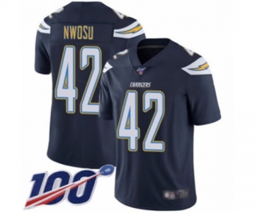 Men's Los Angeles Chargers #42 Uchenna Nwosu Navy Blue Team Color Vapor Untouchable Limited Player 100th Season Football Jersey