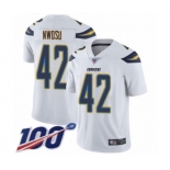 Men's Los Angeles Chargers #42 Uchenna Nwosu White Vapor Untouchable Limited Player 100th Season Football Jersey