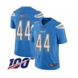 Men's Los Angeles Chargers #44 Kyzir White Electric Blue Alternate Vapor Untouchable Limited Player 100th Season Football Jersey