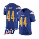 Men's Los Angeles Chargers #44 Kyzir White Limited Electric Blue Rush Vapor Untouchable 100th Season Football Jersey