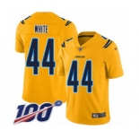 Men's Los Angeles Chargers #44 Kyzir White Limited Gold Inverted Legend 100th Season Football Jersey