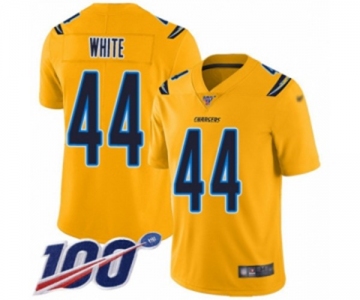 Men's Los Angeles Chargers #44 Kyzir White Limited Gold Inverted Legend 100th Season Football Jersey