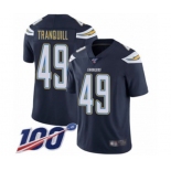 Men's Los Angeles Chargers #49 Drue Tranquill Navy Blue Team Color Vapor Untouchable Limited Player 100th Season Football Jersey