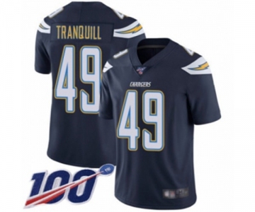 Men's Los Angeles Chargers #49 Drue Tranquill Navy Blue Team Color Vapor Untouchable Limited Player 100th Season Football Jersey