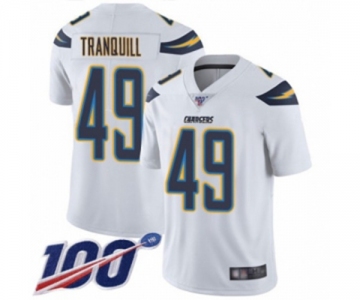 Men's Los Angeles Chargers #49 Drue Tranquill White Vapor Untouchable Limited Player 100th Season Football Jersey