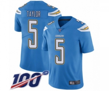 Men's Los Angeles Chargers #5 Tyrod Taylor Electric Blue Alternate Vapor Untouchable Limited Player 100th Season Football Jersey