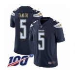 Men's Los Angeles Chargers #5 Tyrod Taylor Navy Blue Team Color Vapor Untouchable Limited Player 100th Season Football Jersey