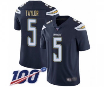 Men's Los Angeles Chargers #5 Tyrod Taylor Navy Blue Team Color Vapor Untouchable Limited Player 100th Season Football Jersey