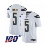 Men's Los Angeles Chargers #5 Tyrod Taylor White Vapor Untouchable Limited Player 100th Season Football Jersey