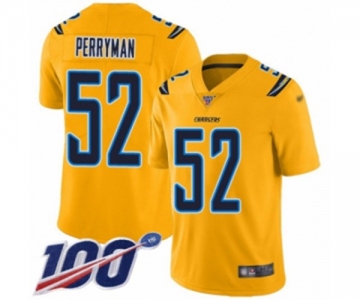 Men's Los Angeles Chargers #52 Denzel Perryman Limited Gold Inverted Legend 100th Season Football Jersey