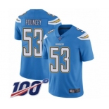 Men's Los Angeles Chargers #53 Mike Pouncey Electric Blue Alternate Vapor Untouchable Limited Player 100th Season Football Jersey