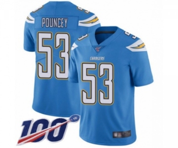 Men's Los Angeles Chargers #53 Mike Pouncey Electric Blue Alternate Vapor Untouchable Limited Player 100th Season Football Jersey