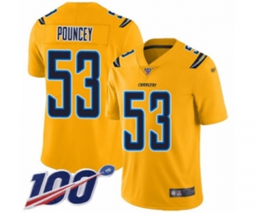 Men's Los Angeles Chargers #53 Mike Pouncey Limited Gold Inverted Legend 100th Season Football Jersey