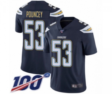 Men's Los Angeles Chargers #53 Mike Pouncey Navy Blue Team Color Vapor Untouchable Limited Player 100th Season Football Jersey