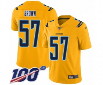 Men's Los Angeles Chargers #57 Jatavis Brown Limited Gold Inverted Legend 100th Season Football Jersey