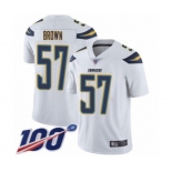 Men's Los Angeles Chargers #57 Jatavis Brown White Vapor Untouchable Limited Player 100th Season Football Jersey