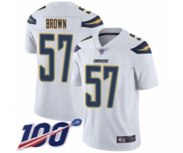 Men's Los Angeles Chargers #57 Jatavis Brown White Vapor Untouchable Limited Player 100th Season Football Jersey