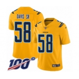 Men's Los Angeles Chargers #58 Thomas Davis Sr Limited Gold Inverted Legend 100th Season Football Jersey