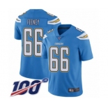 Men's Los Angeles Chargers #66 Dan Feeney Electric Blue Alternate Vapor Untouchable Limited Player 100th Season Football Jersey