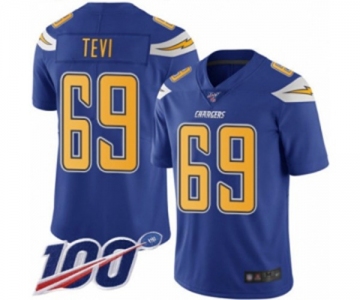 Men's Los Angeles Chargers #69 Sam Tevi Limited Electric Blue Rush Vapor Untouchable 100th Season Football Jersey