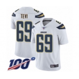 Men's Los Angeles Chargers #69 Sam Tevi White Vapor Untouchable Limited Player 100th Season Football Jersey