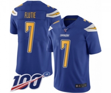 Men's Los Angeles Chargers #7 Doug Flutie Limited Electric Blue Rush Vapor Untouchable 100th Season Football Jersey