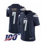 Men's Los Angeles Chargers #7 Doug Flutie Navy Blue Team Color Vapor Untouchable Limited Player 100th Season Football Jersey