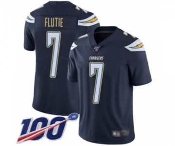 Men's Los Angeles Chargers #7 Doug Flutie Navy Blue Team Color Vapor Untouchable Limited Player 100th Season Football Jersey