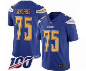 Men's Los Angeles Chargers #75 Michael Schofield Limited Electric Blue Rush Vapor Untouchable 100th Season Football Jersey