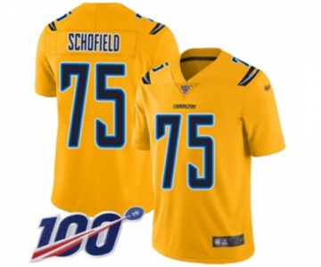 Men's Los Angeles Chargers #75 Michael Schofield Limited Gold Inverted Legend 100th Season Football Jersey