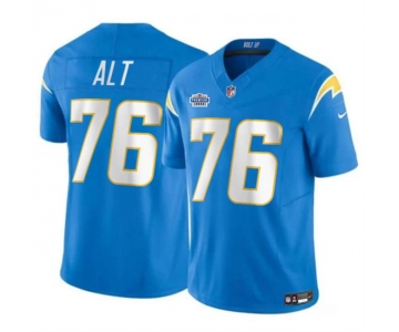 Men's Los Angeles Chargers #76 Joe Alt Light Blue 2024 With Dradt Patch Vapor Limited Stitched Football Jersey