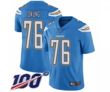 Men's Los Angeles Chargers #76 Russell Okung Electric Blue Alternate Vapor Untouchable Limited Player 100th Season Football Jersey