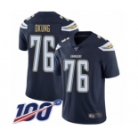 Men's Los Angeles Chargers #76 Russell Okung Navy Blue Team Color Vapor Untouchable Limited Player 100th Season Football Jersey